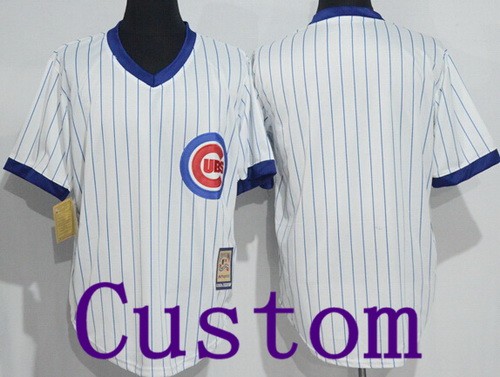 Chicago Cubs Customized White Cooperstown Throwback Cool Base Jersey