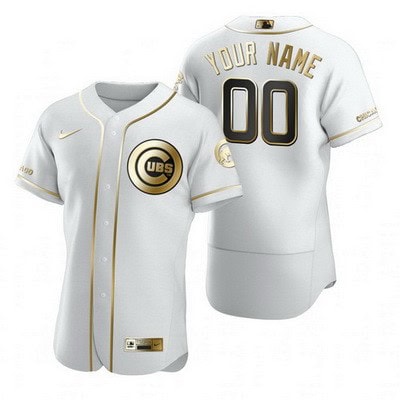 Chicago Cubs Customized White Gold 2020 FlexBase Jersey