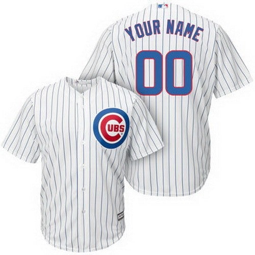 Chicago Cubs Customized White Stripes Cool Base Jersey