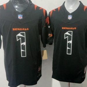 Cincinnati Bengals #1 Ja'Marr Chase Limited Black Fashion FUSE Vapor Jersey