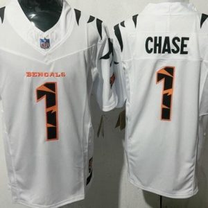 Cincinnati Bengals #1 Ja'Marr Chase Limited White Fashion FUSE Vapor Jersey