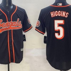 Cincinnati Bengals #5 Tee Higgins Limited Black Baseball Jersey