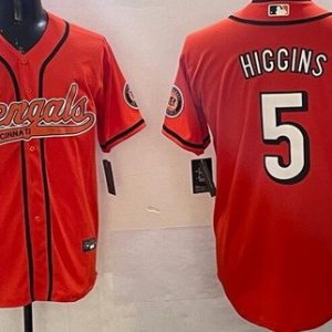 Cincinnati Bengals #5 Tee Higgins Limited Orange Baseball Jersey