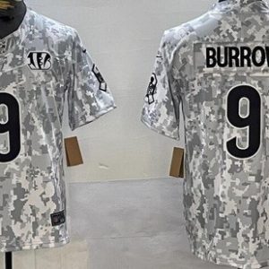 Cincinnati Bengals #9 Joe Burrow Limited Arctic Camo 2024 Salute to Service Jersey