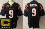 Cincinnati Bengals #9 Joe Burrow Limited Black Captain Patch Vapor Jersey