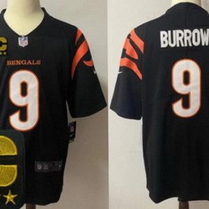 Cincinnati Bengals #9 Joe Burrow Limited Black Captain Patch Vapor Jersey