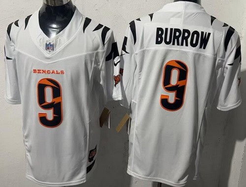 Cincinnati Bengals #9 Joe Burrow Limited White Fashion FUSE Vapor Jersey