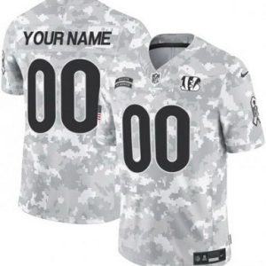 Cincinnati Bengals Customized Limited Arctic Camo 2024 Salute to Service Jersey