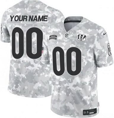 Cincinnati Bengals Customized Limited Arctic Camo 2024 Salute to Service Jersey