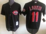 Cincinnati Reds #11 Barry Larkin Red Black Throwback Jersey