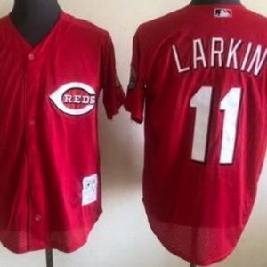 Cincinnati Reds #11 Barry Larkin Red Throwback Jersey