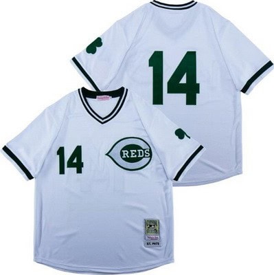 Cincinnati Reds #14 Pete Rose White Celtic Throwback Jersey