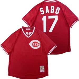 Cincinnati Reds #17 Chris Sabo Red Mesh Throwback Jersey