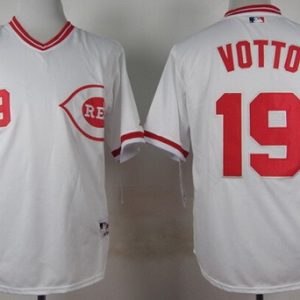 Cincinnati Reds #19 Joey Votto White 1990 Turn Back The Clock Jersey