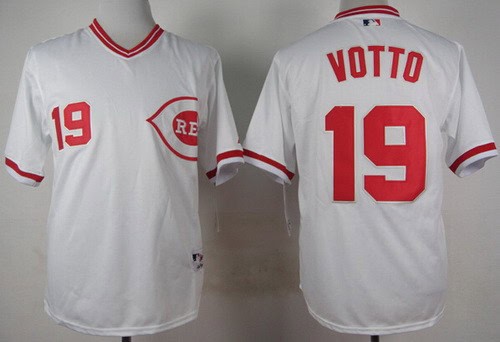 Cincinnati Reds #19 Joey Votto White 1990 Turn Back The Clock Jersey