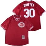 Cincinnati Reds #30 Ken Griffey Red Throwback Jersey