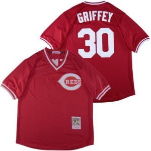 Cincinnati Reds #30 Ken Griffey Red Throwback Jersey