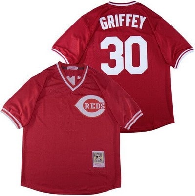 Cincinnati Reds #30 Ken Griffey Red Throwback Jersey