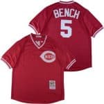 Cincinnati Reds #5 Johnny Bench Red Throwback Jersey