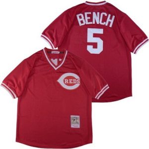 Cincinnati Reds #5 Johnny Bench Red Throwback Jersey