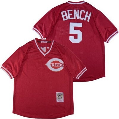 Cincinnati Reds #5 Johnny Bench Red Throwback Jersey