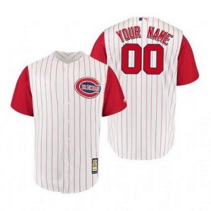 Cincinnati Reds Customized White 1961 Cooperstown Throwback Cool Base Jersey