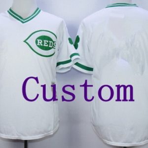Cincinnati Reds Customized White Green Throwback Jersey