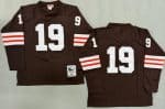 Cleveland Browns #19 Bernie Kosar Brown Long Sleeves 1986 Throwback Jersey