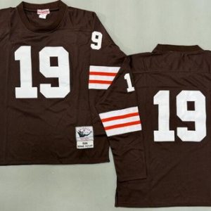 Cleveland Browns #19 Bernie Kosar Brown Long Sleeves 1986 Throwback Jersey