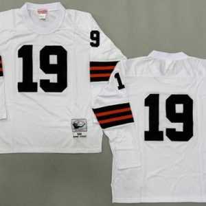 Cleveland Browns #19 Bernie Kosar White Long Sleeves 1986 Throwback Jersey