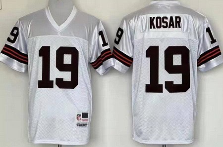 Cleveland Browns #19 Bernie Kosar White Throwback Jersey