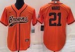 Cleveland Browns #21 Denzel Ward Orange Baseball Jersey