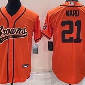 Cleveland Browns #21 Denzel Ward Orange Baseball Jersey