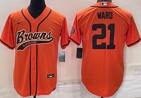 Cleveland Browns #21 Denzel Ward Orange Baseball Jersey