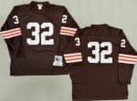 Cleveland Browns #32 Jim Brown Brown Long Sleeves 1964 Throwback Jersey