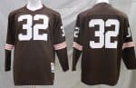 Cleveland Browns #32 Jim Brown Brown Long Sleeves Throwback Jersey