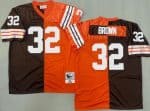 Cleveland Browns #32 Jim Brown Brown Orange 1963 Split Throwback Jersey
