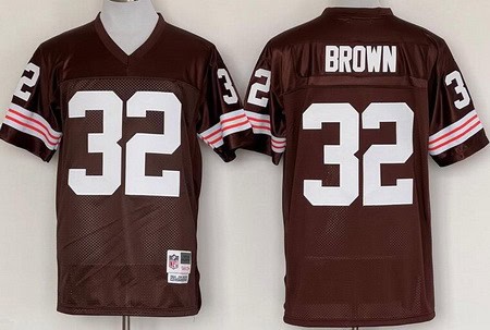 Cleveland Browns #32 Jim Brown Brown Throwback Jersey