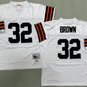 Cleveland Browns #32 Jim Brown White 1964 Throwback Jersey