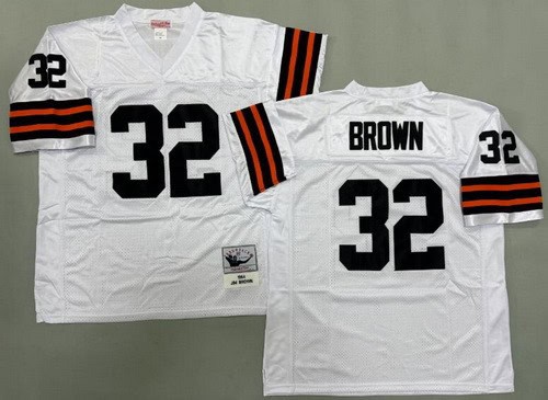 Cleveland Browns #32 Jim Brown White 1964 Throwback Jersey