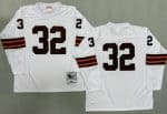 Cleveland Browns #32 Jim Brown White Long Sleeves 1964 Throwback Jersey