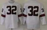 Cleveland Browns #32 Jim Brown White Long Sleeves Throwback Jersey