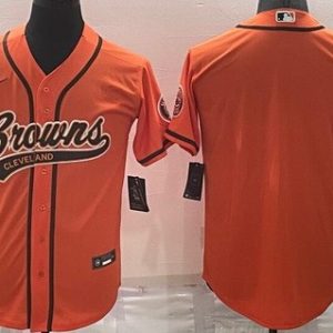 Cleveland Browns Blank Orange Baseball Jersey