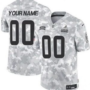 Cleveland Browns Customized Limited Arctic Camo 2024 Salute to Service Jersey