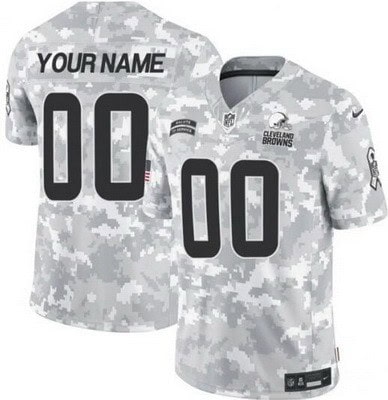 Cleveland Browns Customized Limited Arctic Camo 2024 Salute to Service Jersey