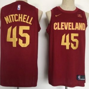Cleveland Cavaliers #45 Donovan Mitchell Red Icon Sponsor Swingman Jersey