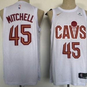 Cleveland Cavaliers #45 Donovan Mitchell White Association Icon Sponsor Swingman Jersey