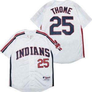 Cleveland Indians #25 Jim Thome White 1993 Throwback Jersey