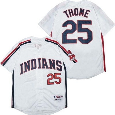 Cleveland Indians #25 Jim Thome White 1993 Throwback Jersey