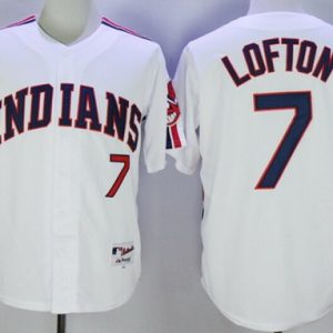Cleveland Indians #7 Kenny Lofton White 1993 Throwback Jersey